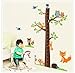 Forest Animals and Owl with Tree Growth Chart Vinyl Wall Decal for Kids, Nursery Room