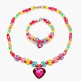 Almar Girls Multi Color Beaded Necklace Bracelet Set