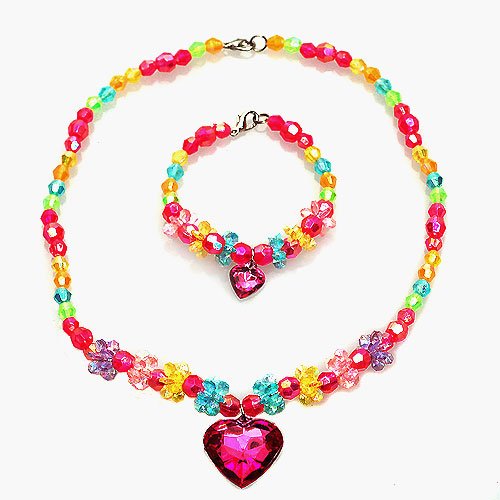 New Almar Girl Multi Color Beaded Necklace Bracelet Set