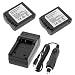 GTMax 2x S006 / BMA7 Repalcement Battery + Home Wall Charger with Car Adapter for Panasonic Lumix DMC-FZ28 DMC-FZ35