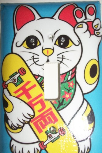 Chinese Lucky Cat Peace sign Light Switch Cover
