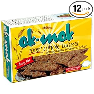 Ak-Mak Sesame Crackers, 4.15-Ounce Boxes (Pack of 12)