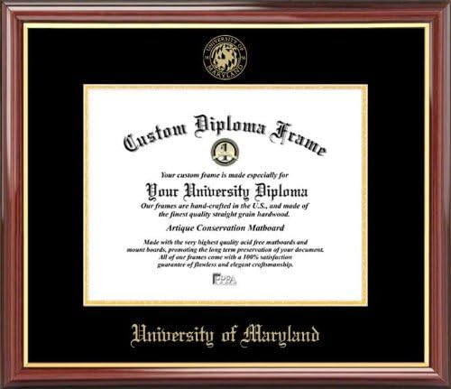 Univ. of Maryland College Park Terrapins - Embossed Seal - Mahogany Gold Trim - Diploma Frame
