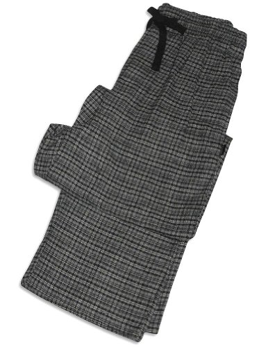 Famous Brand - Mens Plaid Flannel Lounge Pant, Grey, Black