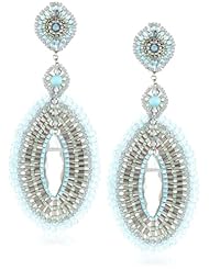 Miguel Ases Blue and Rainbow Quartz Large Oval Drop Earrings