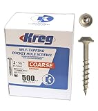 Kreg SML-C125-500 1-1/4-Inch #8 Coarse Pocket Hole Screws with Washer-Head, 500-Pack