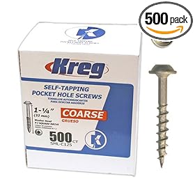 Kreg SML-C125-500 1-1/4-Inch #8 Coarse Pocket Hole Screws with Washer-Head, 500-Pack: Home Improvement