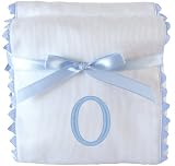 Princess Linens Garden Pique Burp Pad Set - White with Light Blue Rick Rack Trim-O