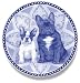 French Bulldog & Puppy: Danish Blue Porcelain Plate
