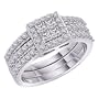 14K White Gold 1 ct. Round and Princess Cut Diamond Engagement Set (G-H Color, SI2-I1 Clarity)