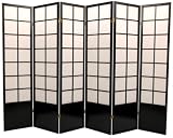 Big Larger Largest Extra Wide Wider Folding Partition - 6ft. Zen Folding Privacy Floor Screen Room Divider - 6 Panel Black