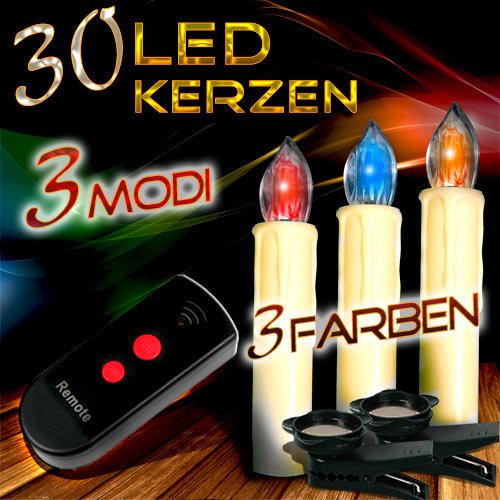 LED02beige/3F 30 LED Funk Lichterkette