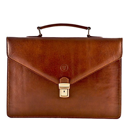 Maxwell Scott® Personalised Luxury Leather Slim Briefcase (The Lorenzo