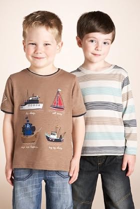 2 Pack - Pure Cotton Crew Neck Assorted T-Shirts