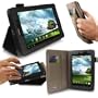 SONiVO Asus FonePad (tablet da 7 pollici) in pelle nera multi funzione Multi Angle Lusso esecutivo del basamento del raccoglitore della copertura della cassa Digitando con carta di credito Holder & Hand Strap