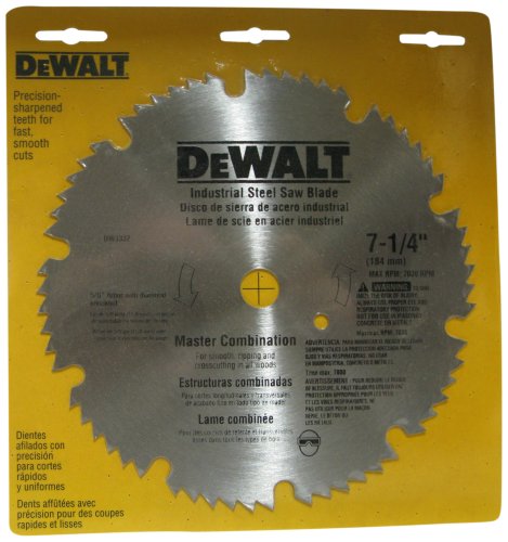 DEWALT DW3332 7-1/4-Inch 60 Tooth ATB Master Combination Saw Blade with 5/8-Inch and Diamond Knockout Arbor