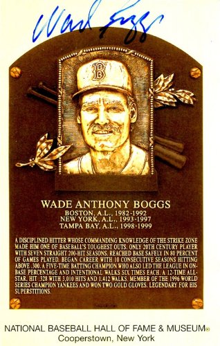 Wade Boggs Autographed/Hand Signed Baseball HOF Plaque