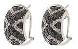 14k white gold black and white diamond hoop earrings (1.85 cttw)
