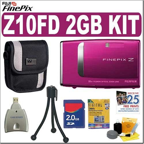 Fuji Fujifilm Finepix Z10FD Digital Camera Hot Pink and 2 GB Accessory Outfit - Fuji AFUJZ10FDHPK2
