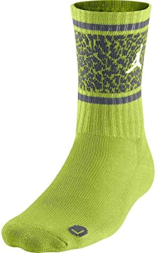 Nike Men's Air Jordan Striped Elephant Print Crew Socks Large (8-12) Green Grey