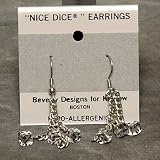 3 dice, 5mm Dice Dangler Earrings, Translucent Clear w/Black