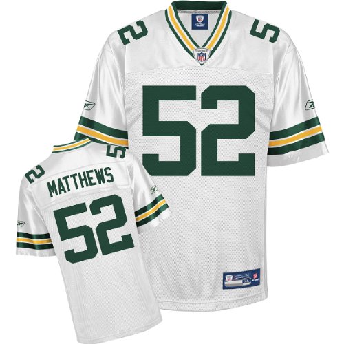 Reebok Green Bay Packers Clay Matthews Replica White Jersey Medium