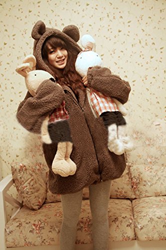 テディベア コート フード付き 着ぐるみ くまみみ うさみみ もこもこ ジャケット セーター パーカー カジュアル 長袖 大きいサイズ デート 2次会 パーティ 森ガール  ガーリー キュート 秋物 冬物 可愛いスカーフ付き m208