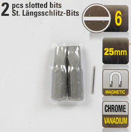 Bit SET magnetisch, 2 Stück Bit Chrome Vanadium 25mm, Schlitz Bit Bits 6,0