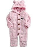 [Vaenait Baby] 6-24ヶ月ベビー服長袖もこもこアニマルロフリース ンパース カバーオール フード付きBear One-Piece Pink 12-18M