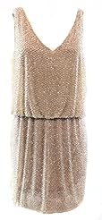 V-neck Beaded Sequined Above the Knee Polyester Sleeveless Club Dress/Mini Dress 