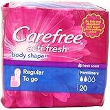 Carefree Acti-fresh Body shape, fresh scent, regular size, 20 count (pack of 6)