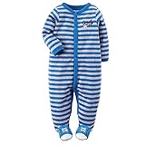 Cater's カーターズ Terry Snap-Up Sleep & Play パイル ベースボール ボーダー カバーオール 正規品｜NB