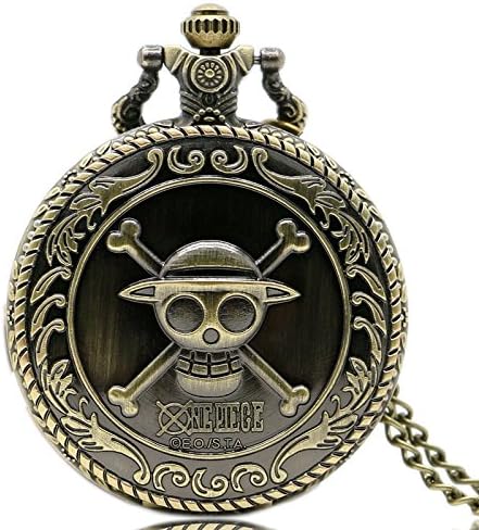 Inspire Jewelry Vintage Bronze Pirate Skull One Piece Quartz Cartoon Watch Pocket Pendant Watch Mens Children'S Gift P312