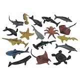 Ocean Life 18 Piece Playset: Plastic Sea Creature 4 inch Figures with Sharks, Octopus, Turtle, Sting Ray, Whales, Dolphin and More!