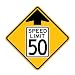 Tapco W3-5 High Intensity Prismatic Warning Sign, Legend "SPEED LIMIT 50 Ahead (Symbol)", 24" Width x 24" Height, Aluminum, Black on Yellow/White