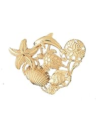 CleverEves 14K Gold Pendant Dolphins, Starfish, Turtle, Sand Dollar, Shell and Fish 14.4 - Gram(s)