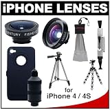 iPro Lens System for Apple iPhone 4 & 4S with Case, Handle, Fisheye & Wide-Angle Lenses + Tripods + Accessory Kit