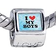 Pandora Style Bead I Heart Boys Photo Beads Fits Pandora Bracelet