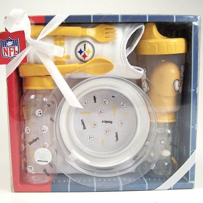 Buy PITTSBURGH STEELERS OFFICIAL BABY BOTTLE BIB BOWL FEEDING GIFT SET by Outerstuff
