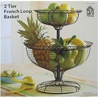 2 Tier Wrought Iron Fruit or Bread Basket Stand