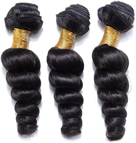 Heiheimai Brazilian Loose Curl Human Hair Pack of 3 (14"16"18", Natural#)