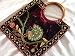 Stylish Peacock Zardozi Embroidered Burgundy Tote Bag