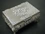 Pewter Metal Jewelry Box With Beautiful Roses