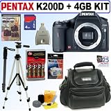 Pentax K200D 10.2MP Digital SLR Camera + 4GB Deluxe Accessory Kit