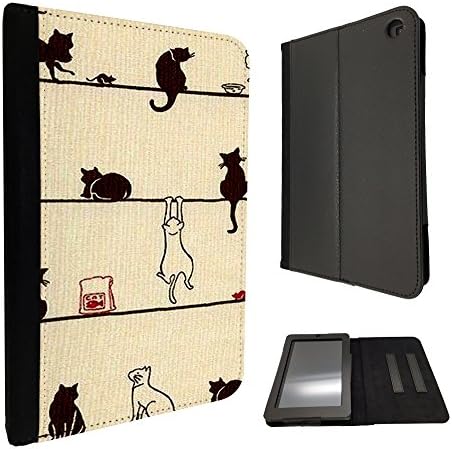 Amazon Kindle Fire HD 7'' 2014 Cute Multi Cats Playfull Cats Fun Designer Trend Wallet Case Flip Book Style Cover