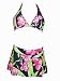 3pc Hawaiian Tropical Print Swimsuit, Bikini, Halter, Skirt Cover-up Wrap