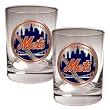 New York Mets 2pc Rocks Glass Set - Primary Logo MLB Baseball