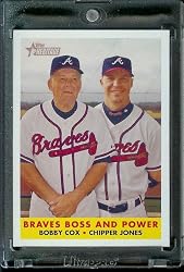 2007 Topps Heritage Baseball Card # 314 Chipper Jones/Bobby Cox Atlanta Braves - Mint Condition - In Protective Display Case