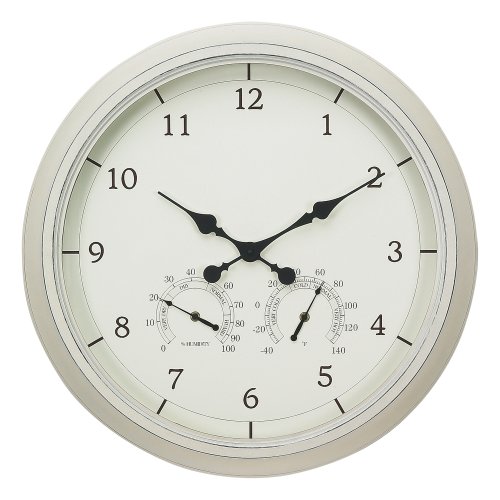 Chaney Instrument 24 Inch Indoor/Outdoor White Clock/Thermometer/Hygrometer