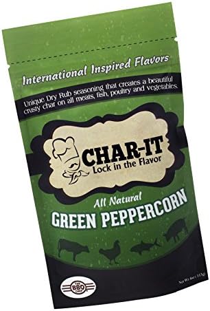 The BBQ Chef Char-It Spice Rub Green Peppercorn, All Natural Seasoning, Pack of 2 4oz (113 g) per pack, Lock in flavor